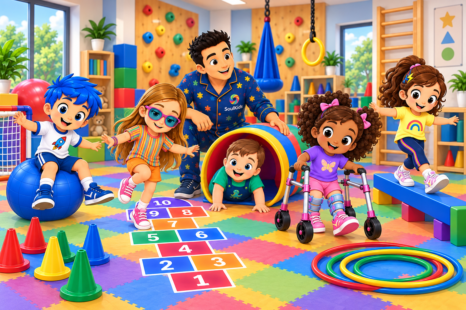 Turma SoulKids em experiências psicomotoras inclusivas